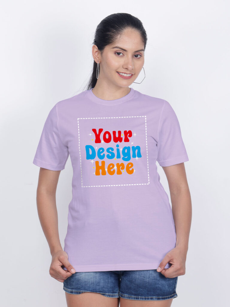 Women Lavender Customize Printed T-shirt
