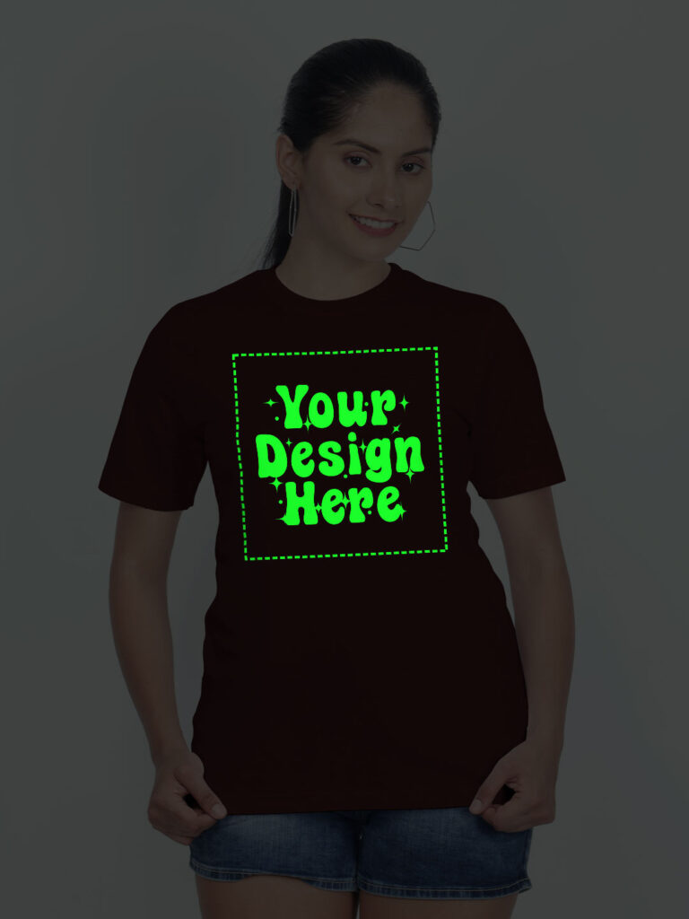 Customize Night Glow Women Maroon Tshirt