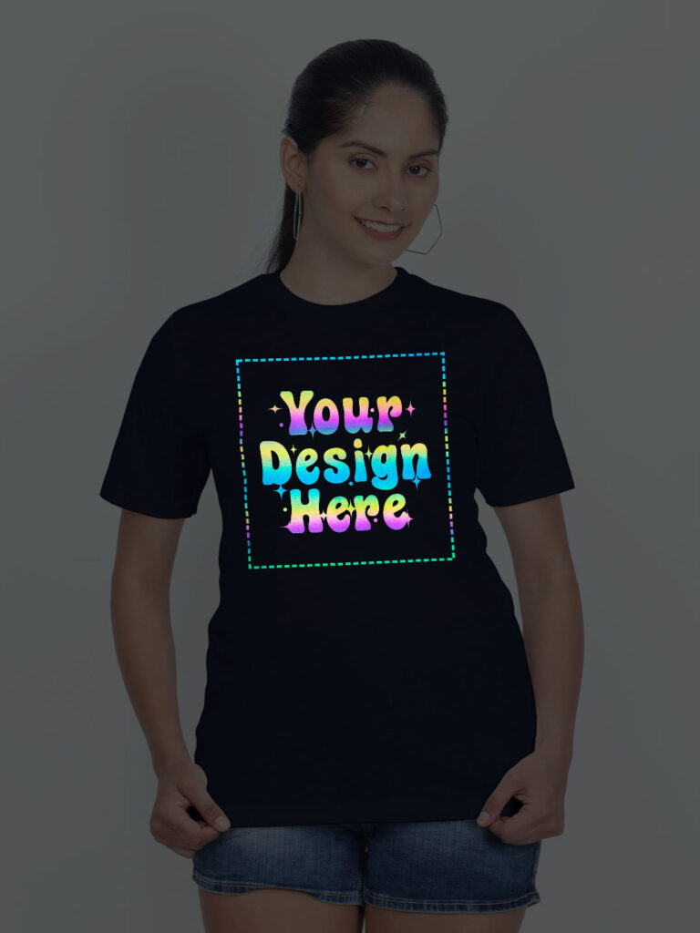 Navy Blue Rainbow Reflective Women Customize Tshirt