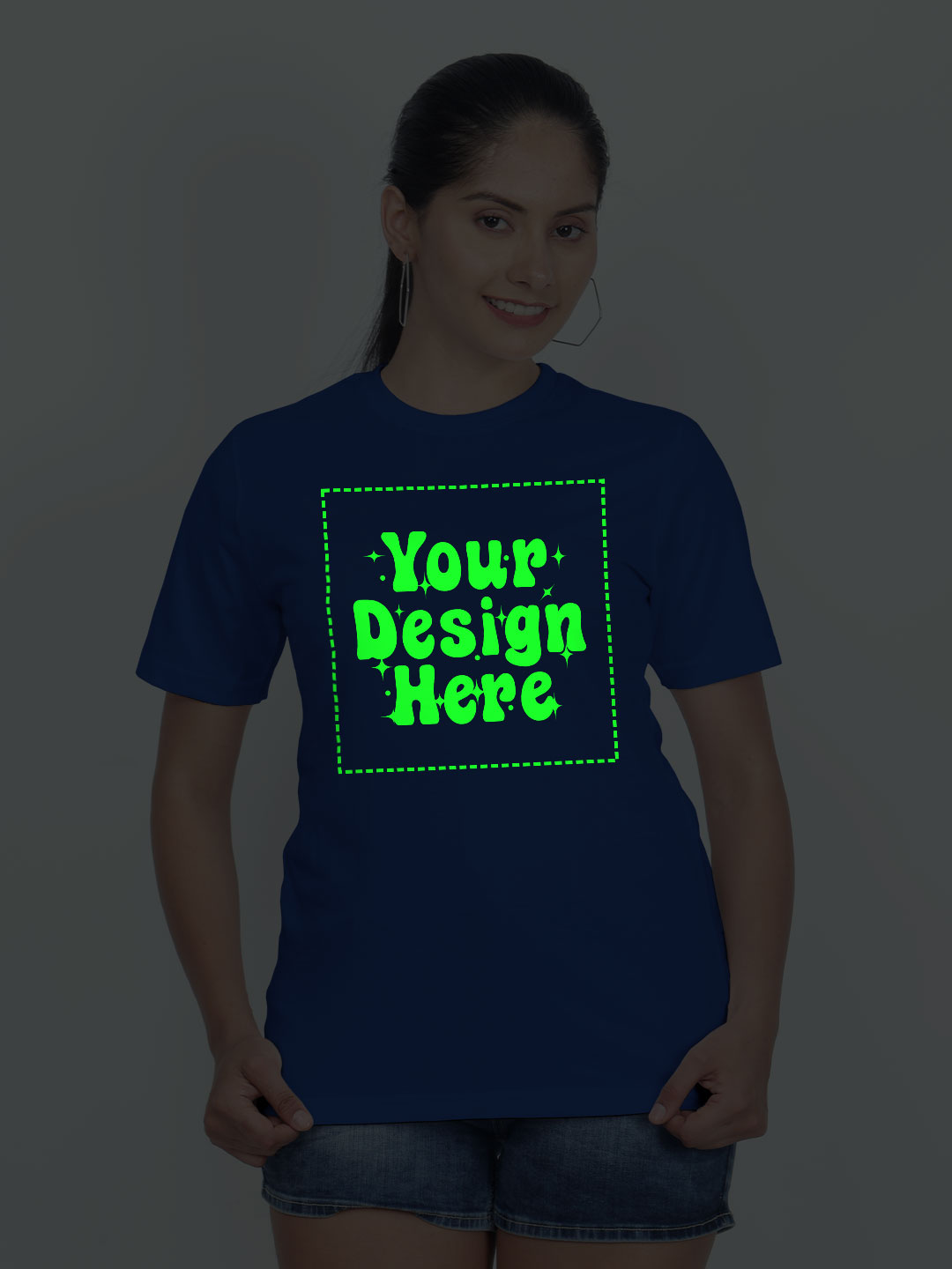 Customize Night Glow Women Royal Blue Tshirt | Women | Night Glow