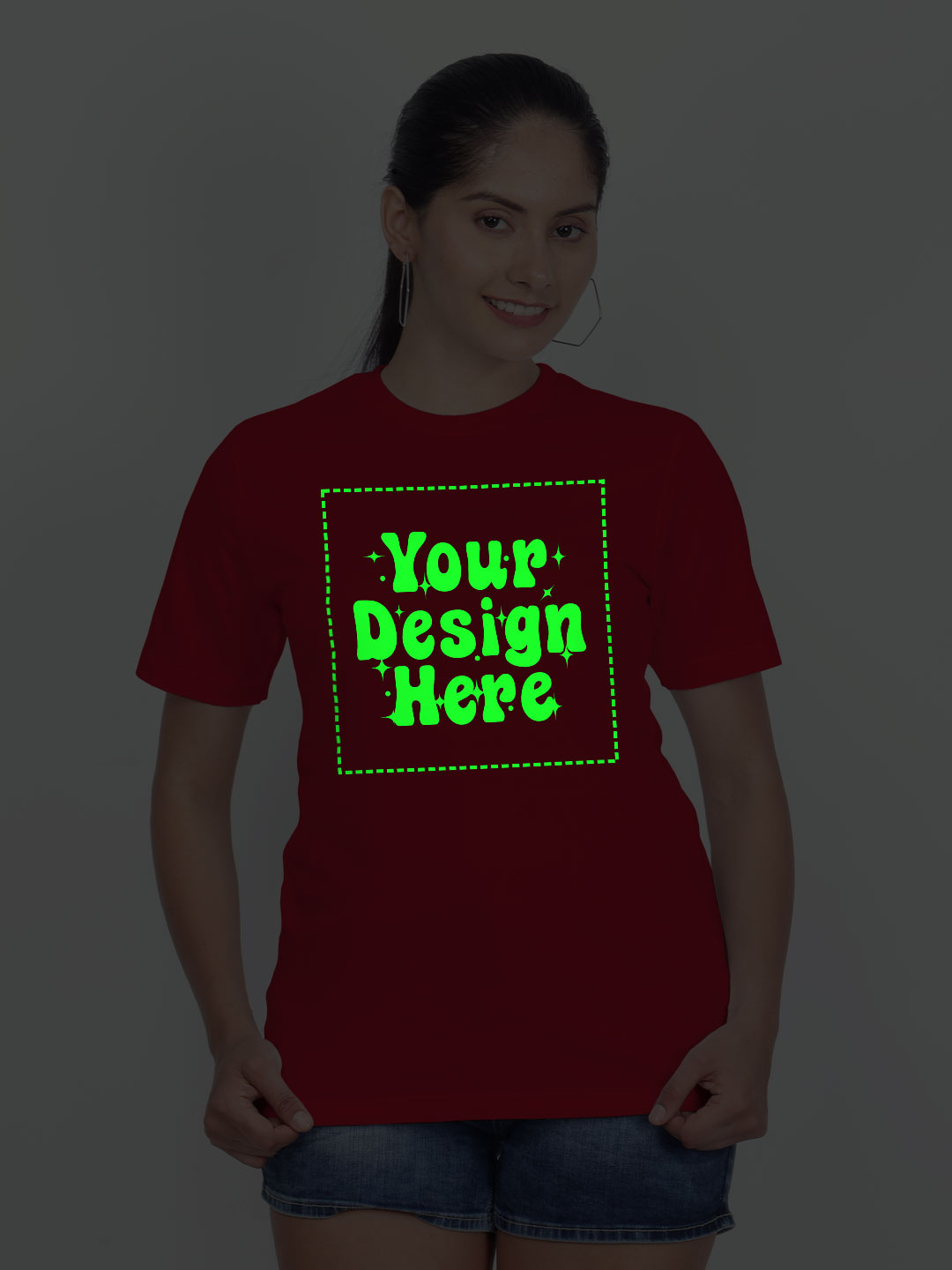 Customize Night Glow Women Red Tshirt | Women | Night Glow