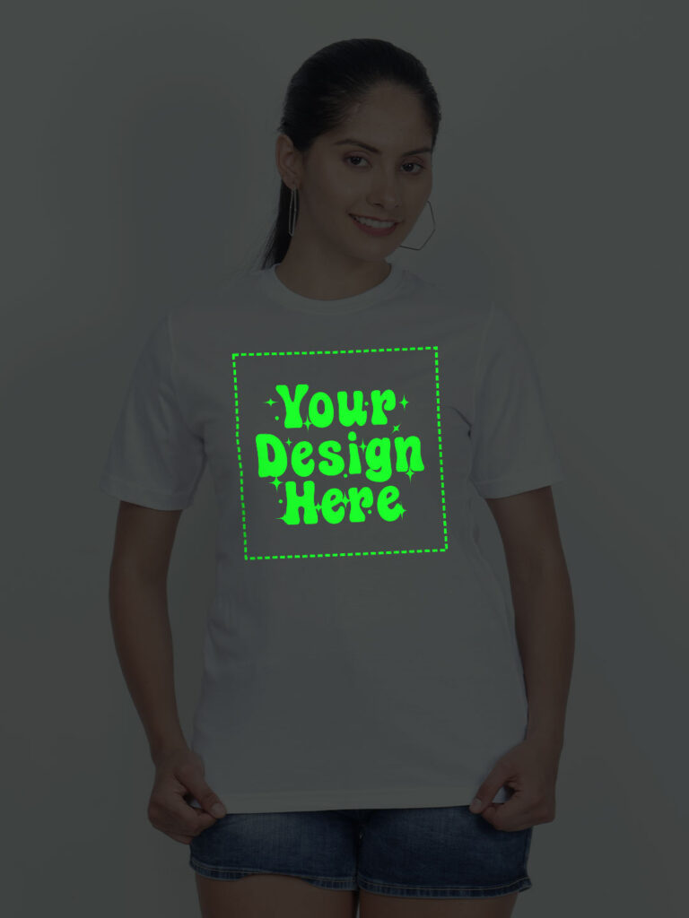 Customize Night Glow Women White Tshirt