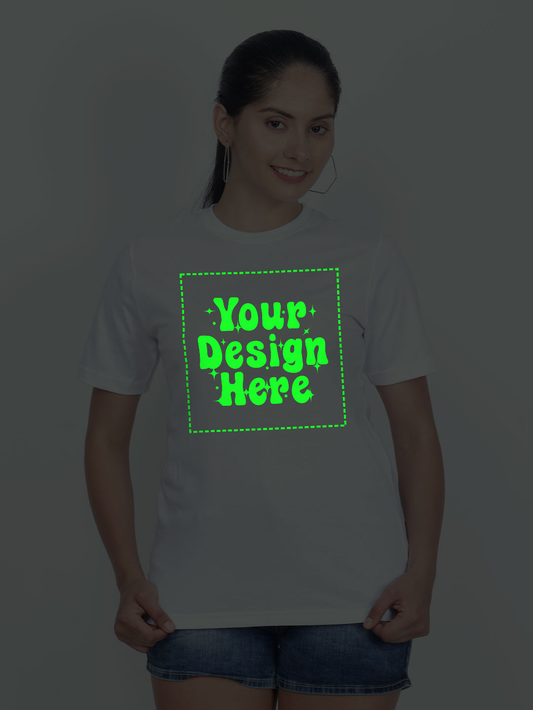 Customize Night Glow Women White Tshirt | Women | Night Glow