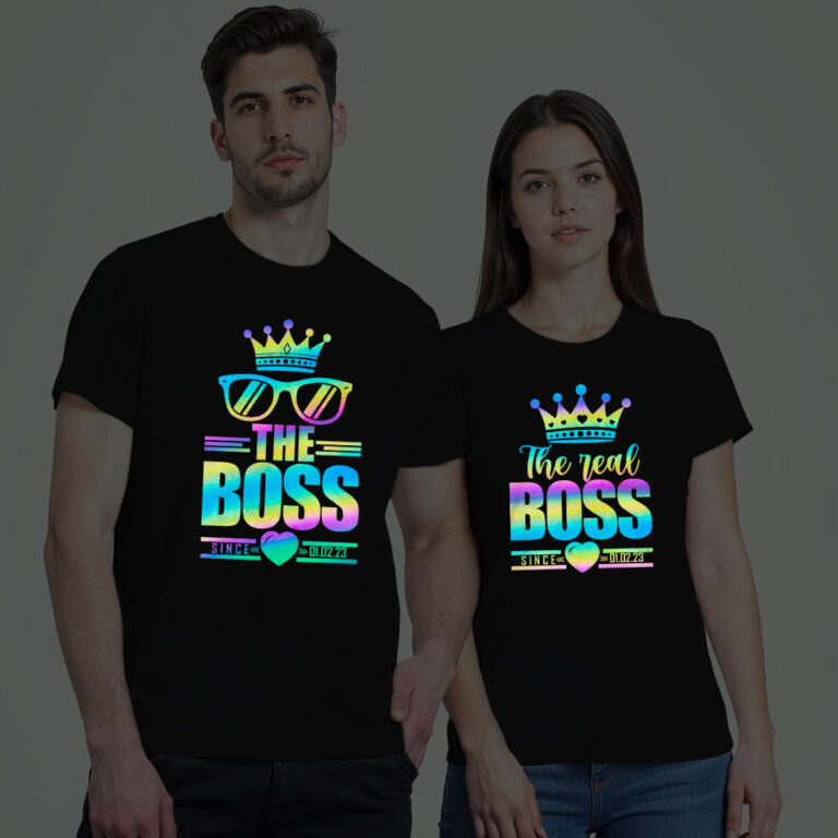 The Real Boss Couple Rainbow Reflective T-shirt