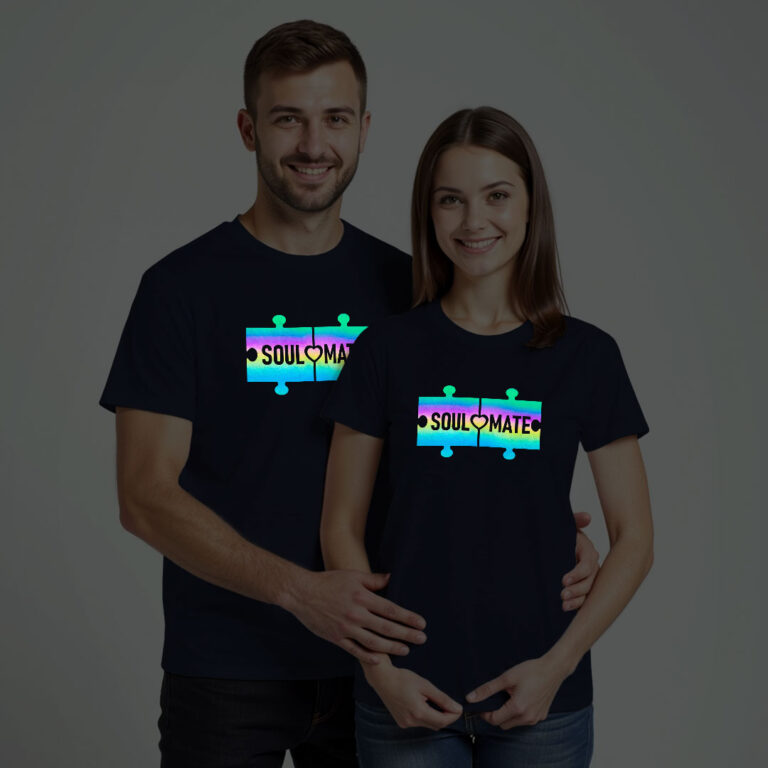 Puzzle Soul Mate Couple Rainbow Reflective T-shirt
