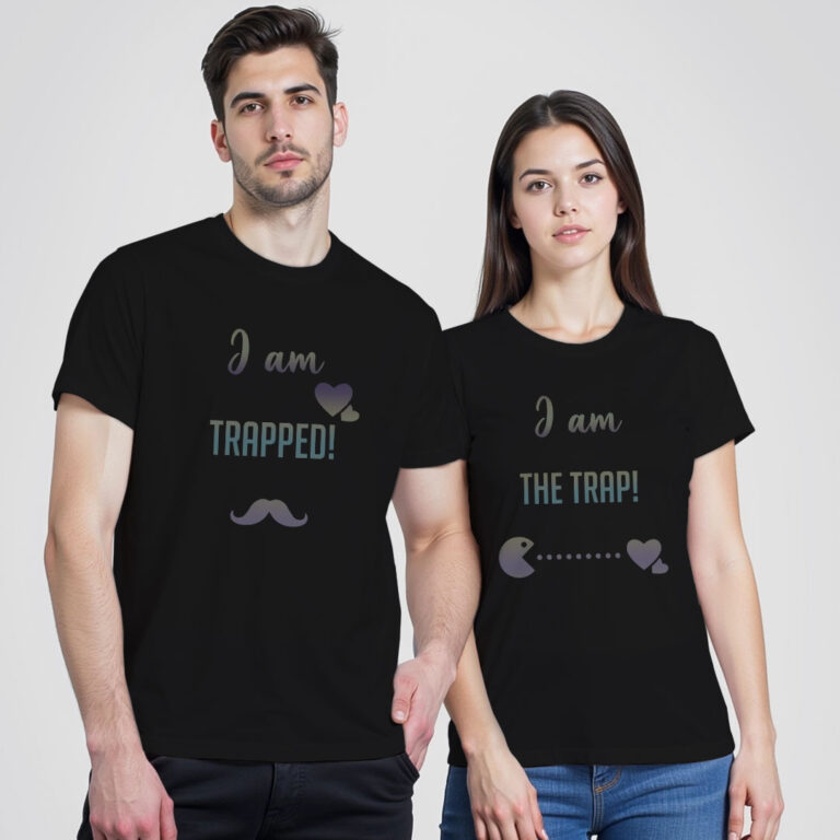 Trap Matching Couple Rainbow Reflective T-shirt image 2