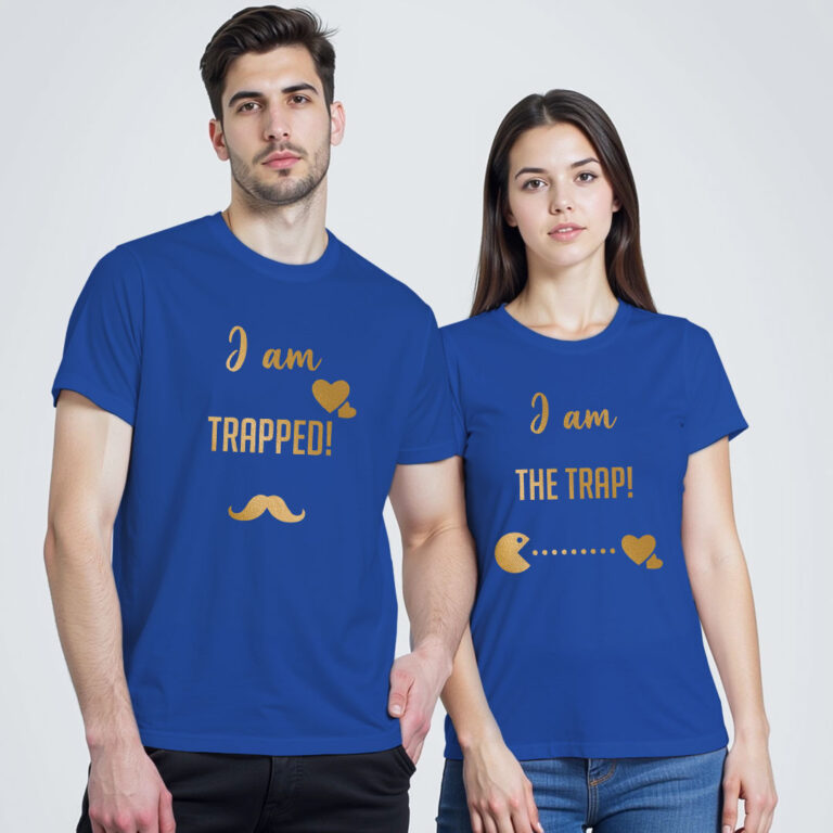 Trap Matching Gold Printed Couple T-shirt