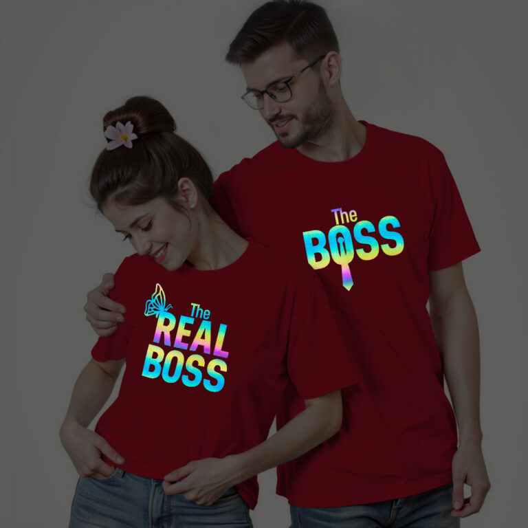 The Boss & Real Boss Couple Rainbow Reflective T-shirt