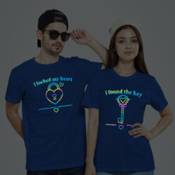 Rblue Cotton Matching Couple Rainbow Reflective T-shirt