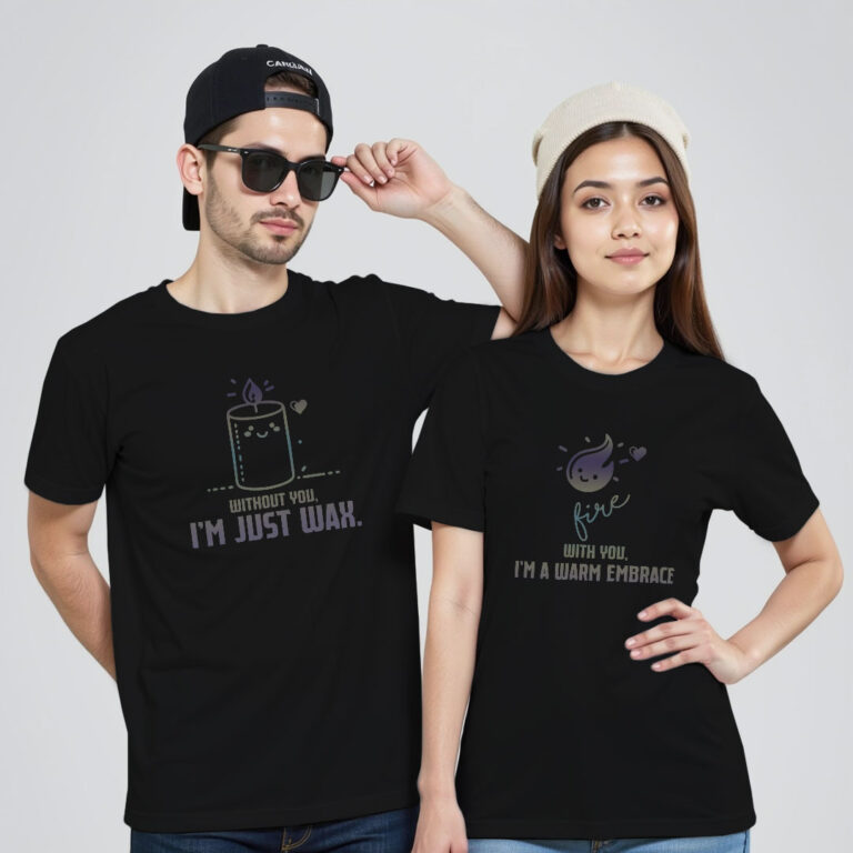 Candle Fire Couple Rainbow Reflective T-shirt image 2