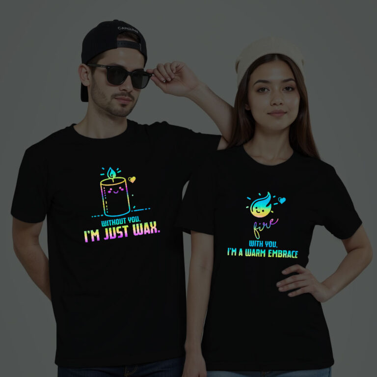 Candle Fire Couple Rainbow Reflective T-shirt