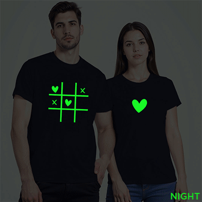 CPL061-NBLUE-COUPLE-HST-GLOW-(11) Cross Love Game Couple Glow In The Dark T-shirt | Indrajeet Print