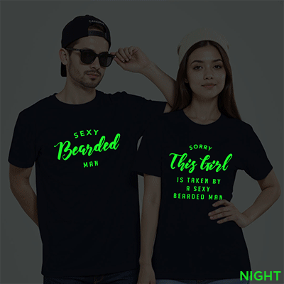 Sexy Bearded Man Couple Glow In The Dark T-shirt