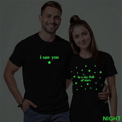 I Saw you In Sky full of Stars Couple Glow In The Dark T-shirt