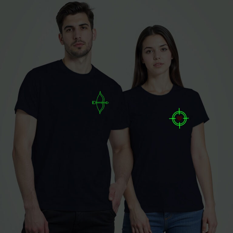 Bow and Arrow Couple Glow In The Dark T-shirt image 8