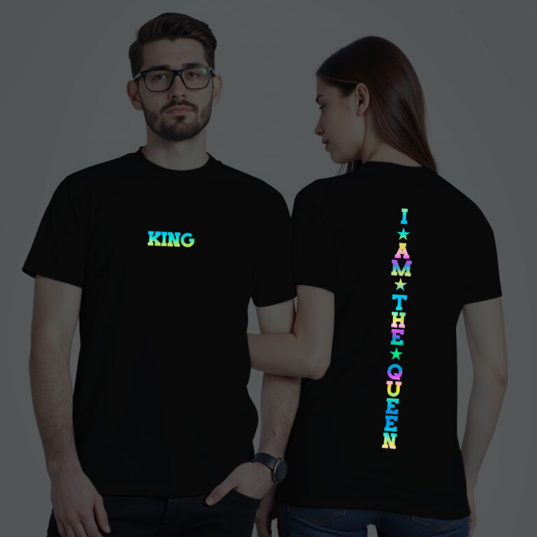 King Queen Couple Rainbow Reflective T-shirt