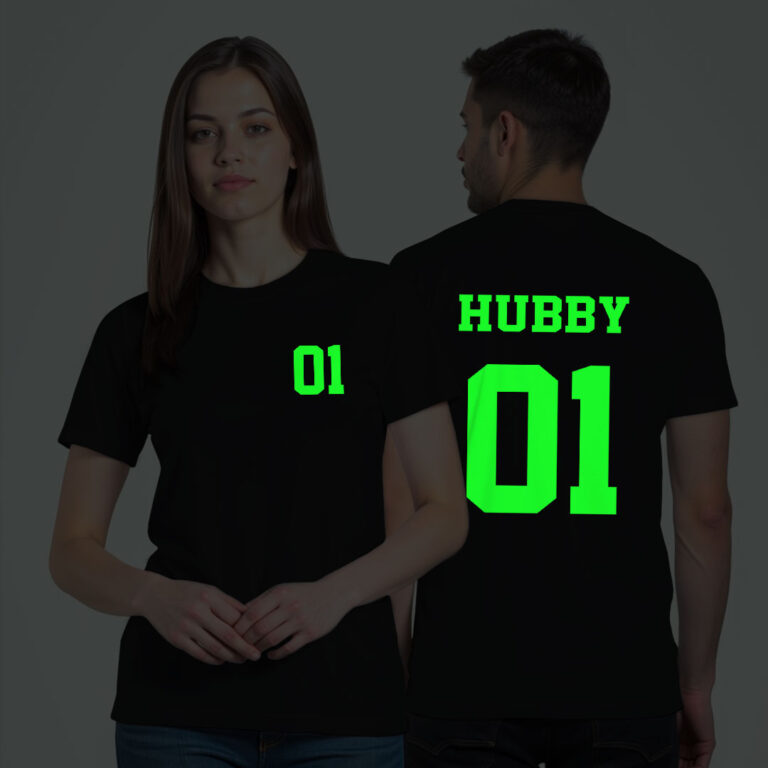 Hubby Wifey Couple Glow In The Dark T-shirt image 6