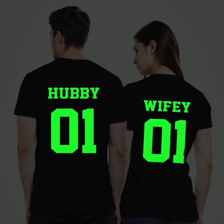 Hubby Wifey Couple Glow In The Dark T-shirt
