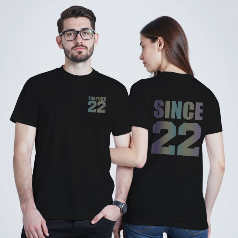 Together Since Custom Couple Rainbow Reflective T-shirt image 4