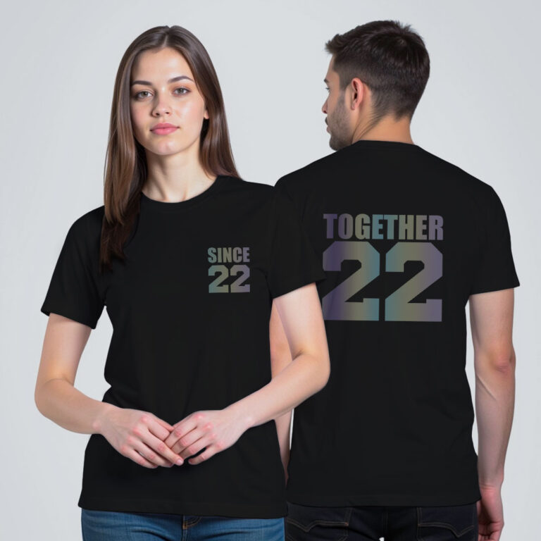 Together Since Custom Couple Rainbow Reflective T-shirt image 2