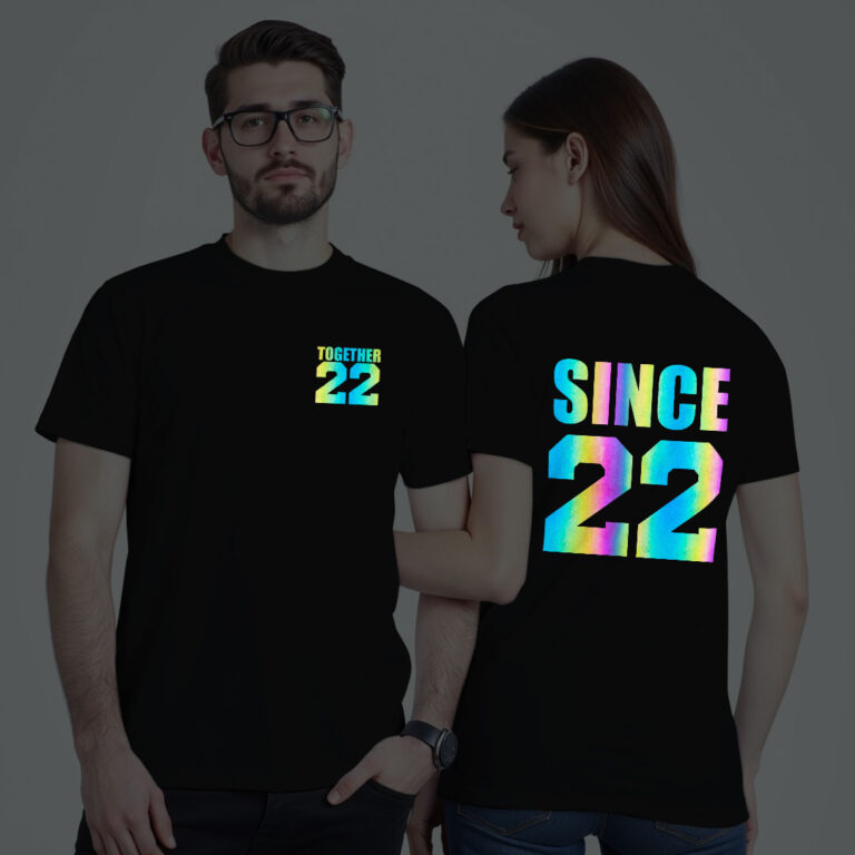 Together Since Custom Couple Rainbow Reflective T-shirt image 3