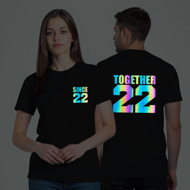 Together Since Custom Couple Rainbow Reflective T-shirt image 5