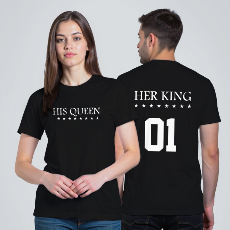 Her King His Queen Couple Glow In The Dark T-shirt image 2