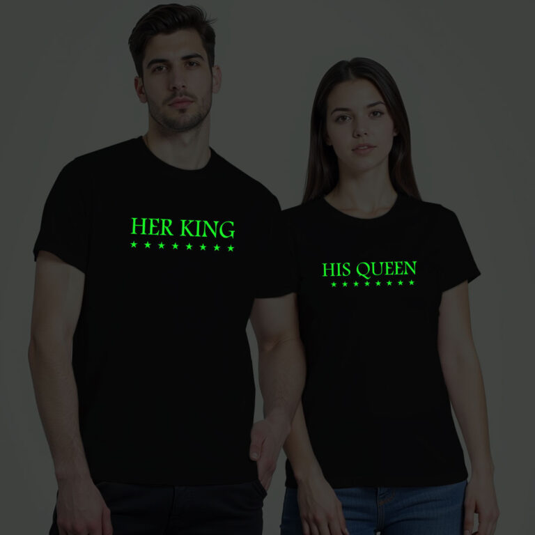Her King His Queen Couple Glow In The Dark T-shirt image 8