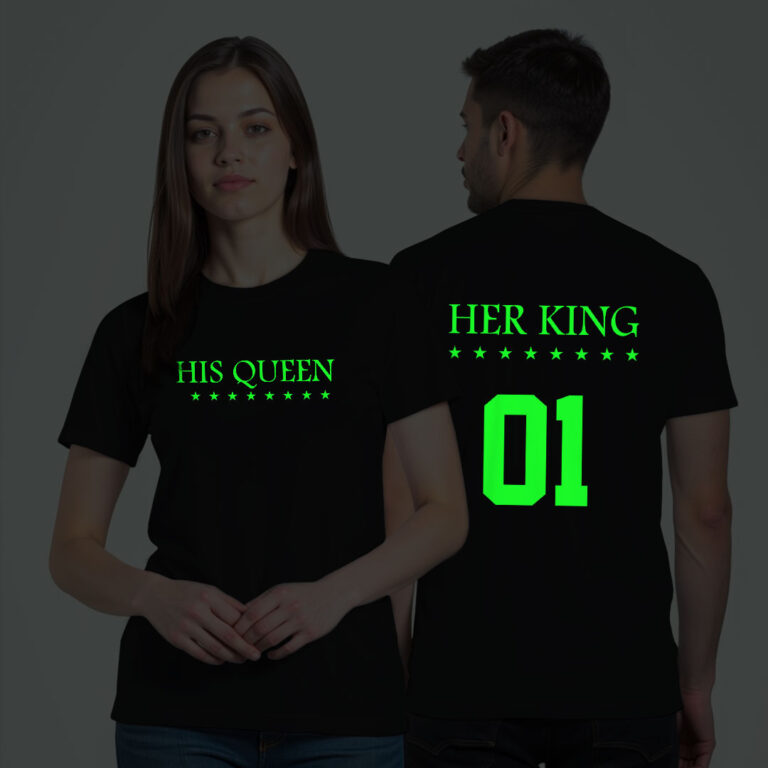Her King His Queen Couple Glow In The Dark T-shirt image 6