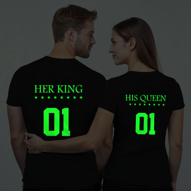 Her King His Queen Couple Glow In The Dark T-shirt