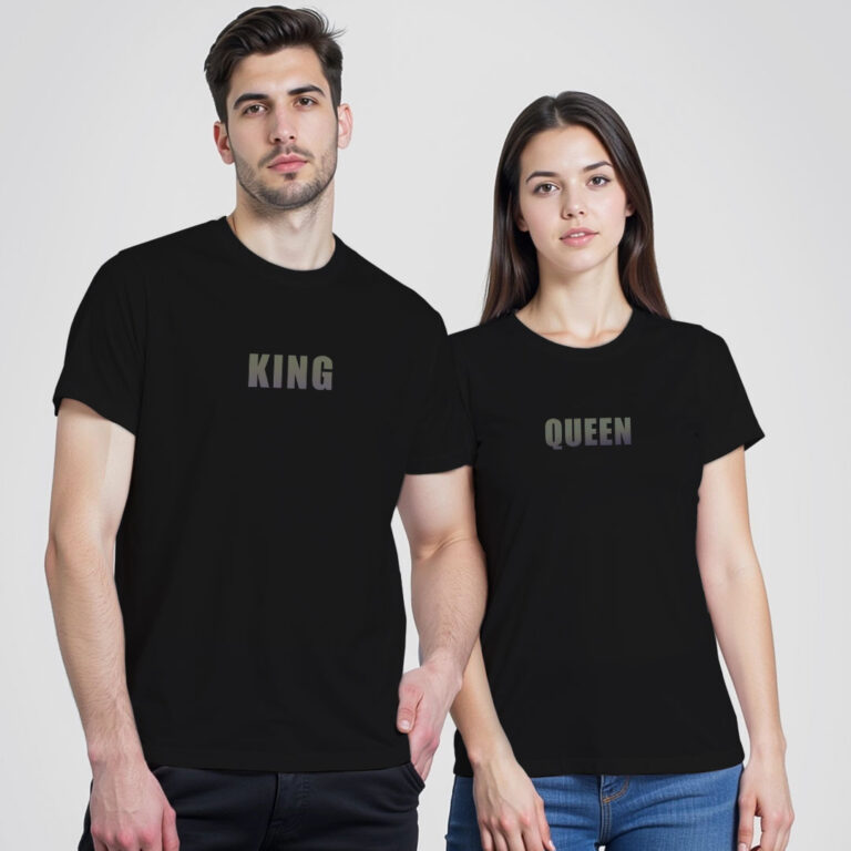 King Queen Couple Rainbow Reflective T-shirt image 8
