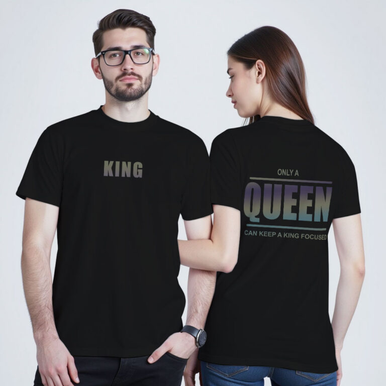 King Queen Couple Rainbow Reflective T-shirt image 4