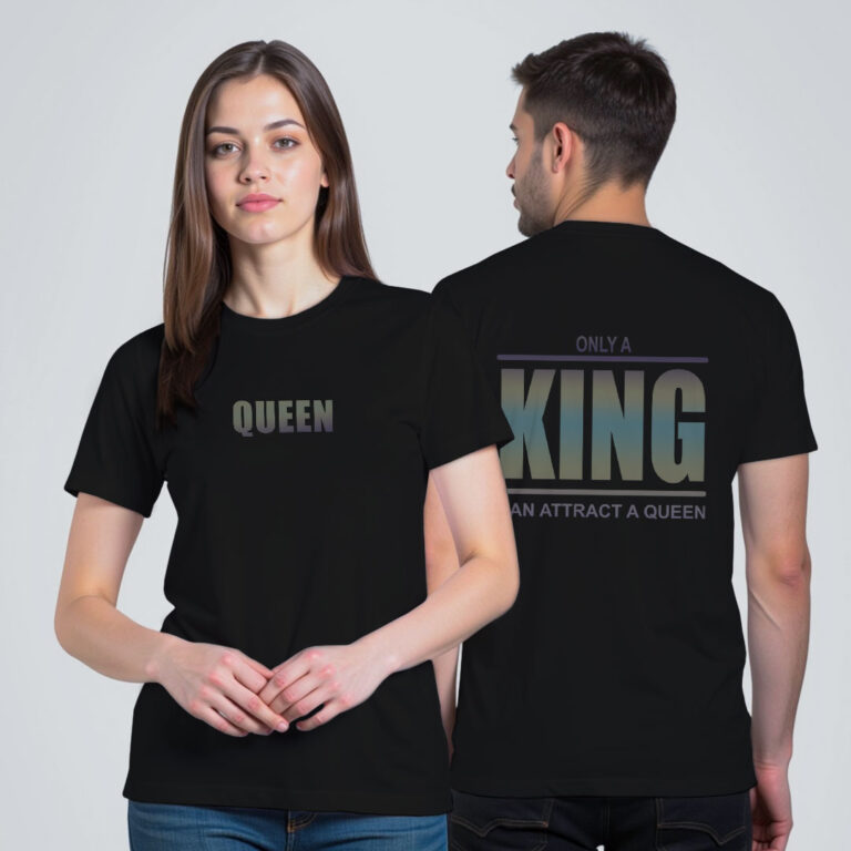 King Queen Couple Rainbow Reflective T-shirt image 2
