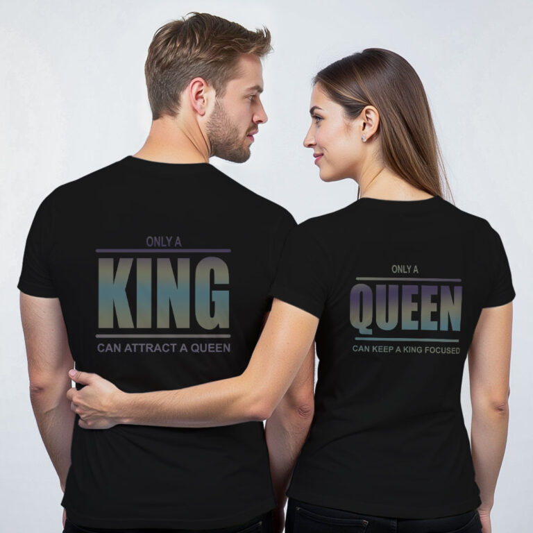 King Queen Couple Rainbow Reflective T-shirt image 6