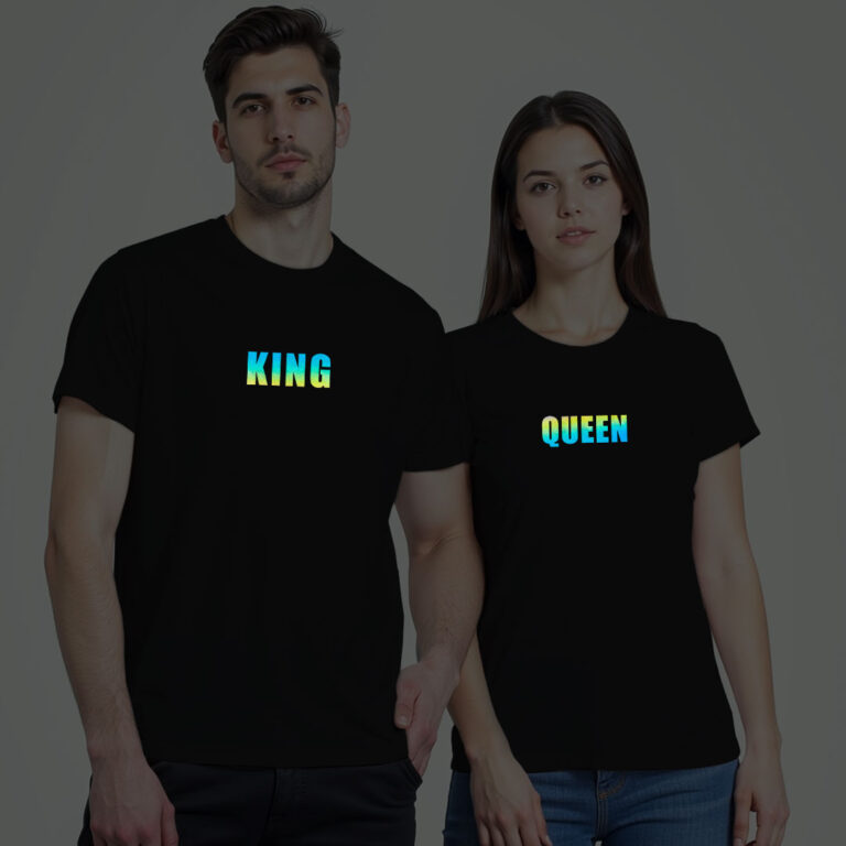 King Queen Couple Rainbow Reflective T-shirt image 7