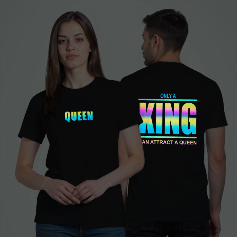 King Queen Couple Rainbow Reflective T-shirt image 5