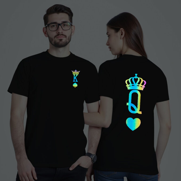 King Queen Rummy Couple Rainbow Reflective T-shirt