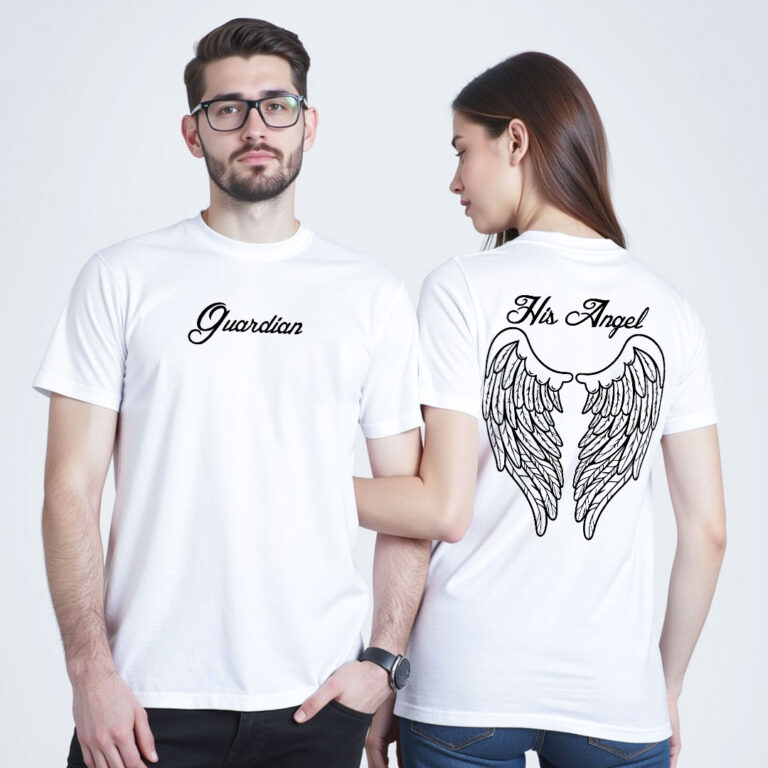 Her Guardian His Angel Couple T-shirt image 3