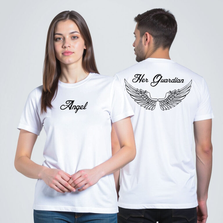 Her Guardian His Angel Couple T-shirt image 2