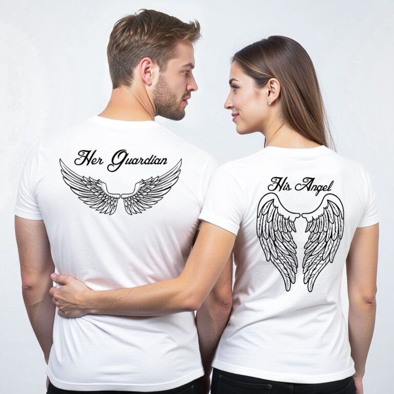 Her Guardian His Angel Couple T-shirt