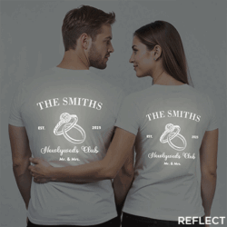 White Cotton Hubby Wifey Club Reflective Couple T-shirt