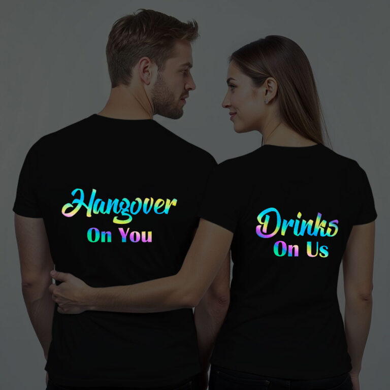 Hangover Hubby Wifey Couple Rainbow Reflective T-shirt