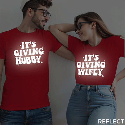 It's Giving Hubby Wifey Custom Reflective Couple T-shirt