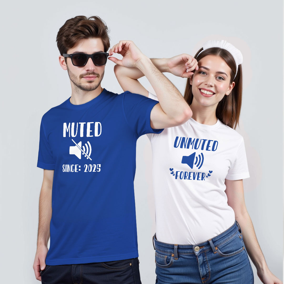 Muted Unmuted Custom Couple T-shirt