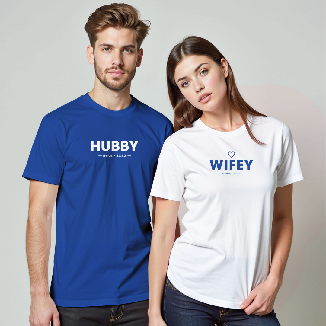 Hubby Wifey Since Custom Couple T-shirt