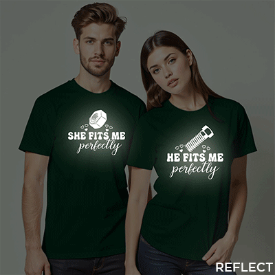 She fits me Perfectly | He fits me Perfectly Custom Reflective Couple T-shirt