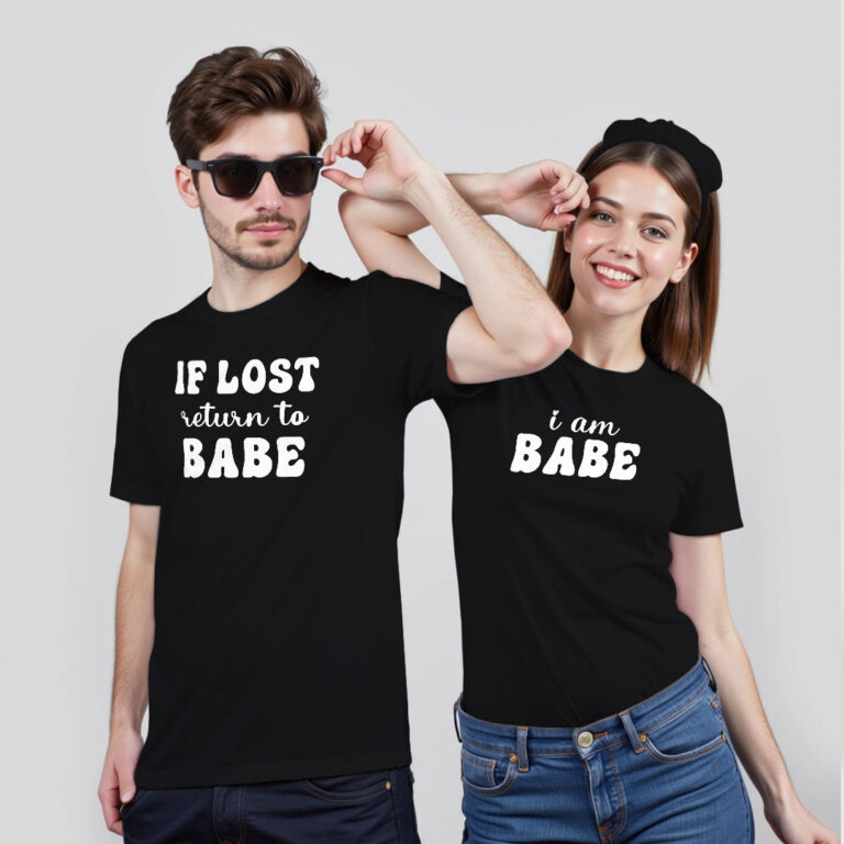 If Lost return to Babe | I am Babe Custom Couple Glow In The Dark T-shirt image 2