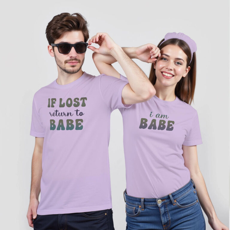 If Lost return to Babe | I am Babe Custom Couple Rainbow Reflective T-shirt image 2