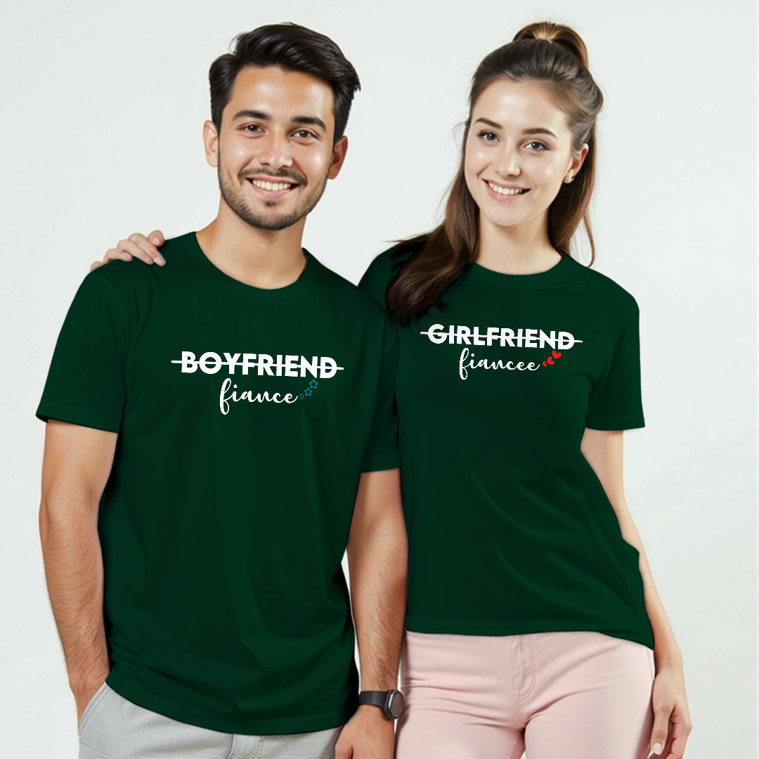 Boyfriend Fiance | Girlfriend Fiancee Custom Couple T-shirt
