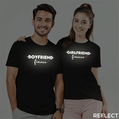 Boyfriend Fiance | Girlfriend Fiancee Custom Reflective Couple T-shirt